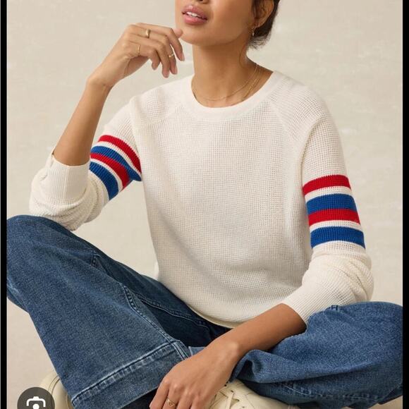 Faherty Wisp Waffle Wool Blend Sweater - Picture 2 of 6